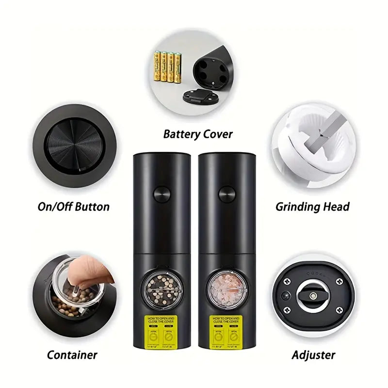 2pcs Electric Salt and Pepper Grinder Set