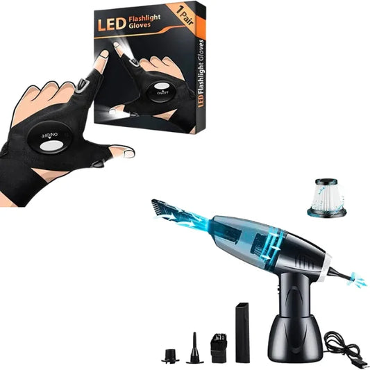 Bundle Gloves With LED Flashlight + Hand Vacuum Cleaner