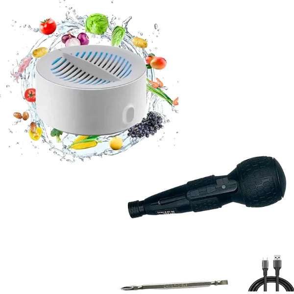 Bundle Cordless Electric Screwdriver + Fruit And Vegetable Cleaning Machine