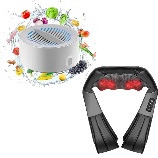 Bundle Fruit And Vegetable Cleaning Machine + Neck And Back Massager