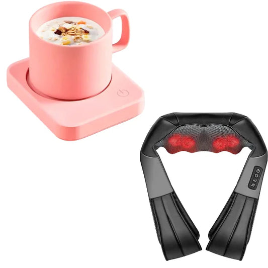 Bundle Coffee Cup Warmer + Neck And Back Massager